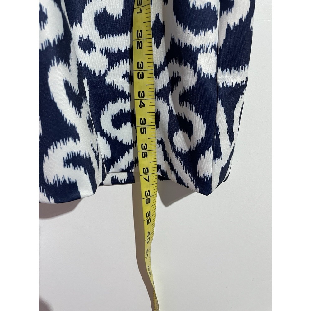 Gretchen Scott Dress M Navy Ruffneck Jersey Knit Feminine Brunch Party Travel - Picture 6 of 7